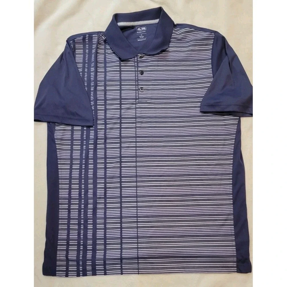 ADIDAS GOLF CLIMACOOL SHORT SLEEVE POLO PURPLE STRIPED MENS XL